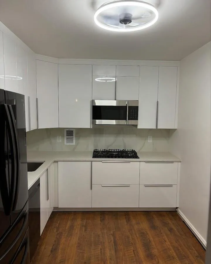 Renovated kitchen with quartz countertops in Lincoln